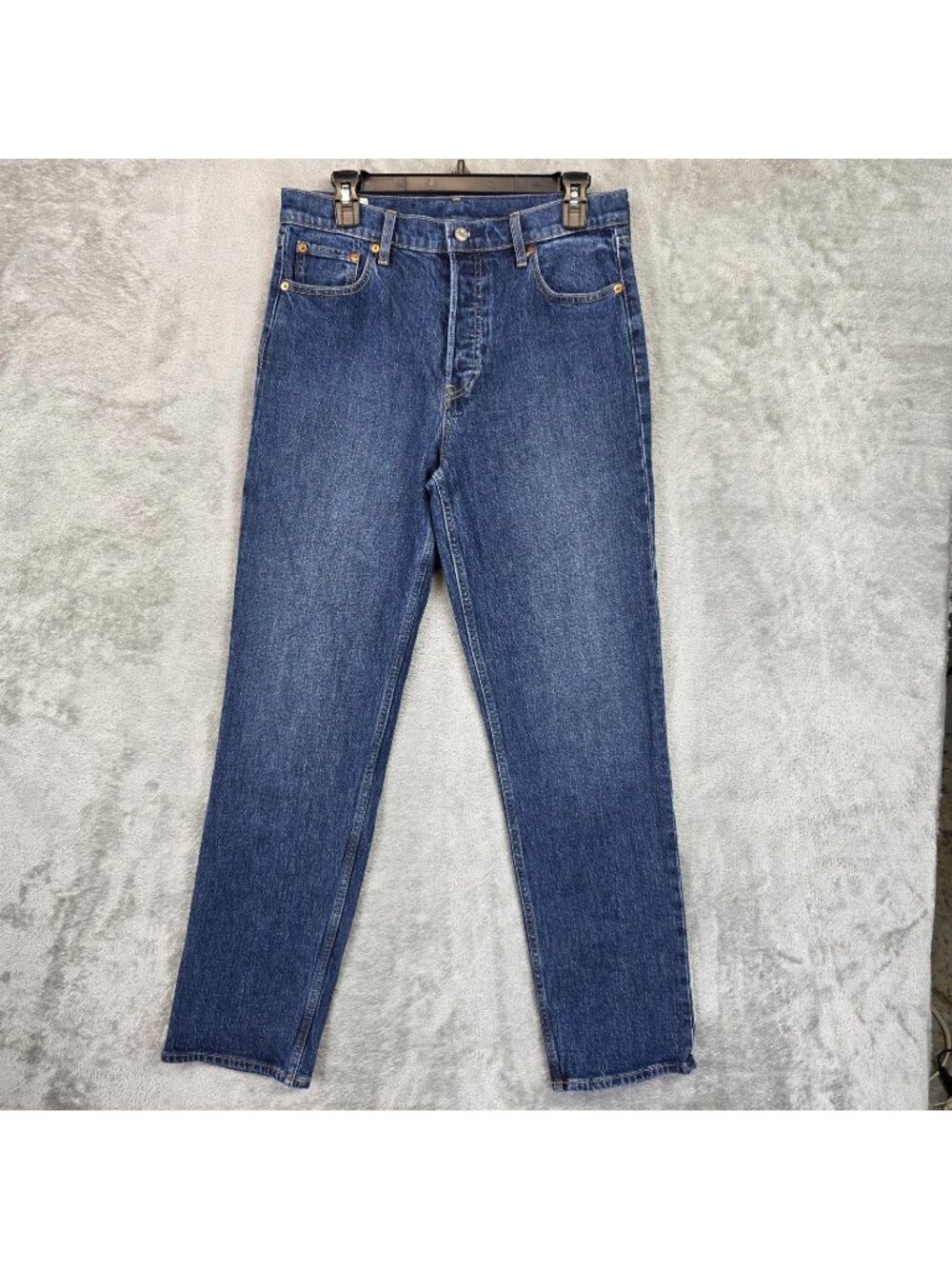 Gap Cheeky Straight High Rise Jeans Womens 10 Tall Blue Dark Wash Stretch Denim